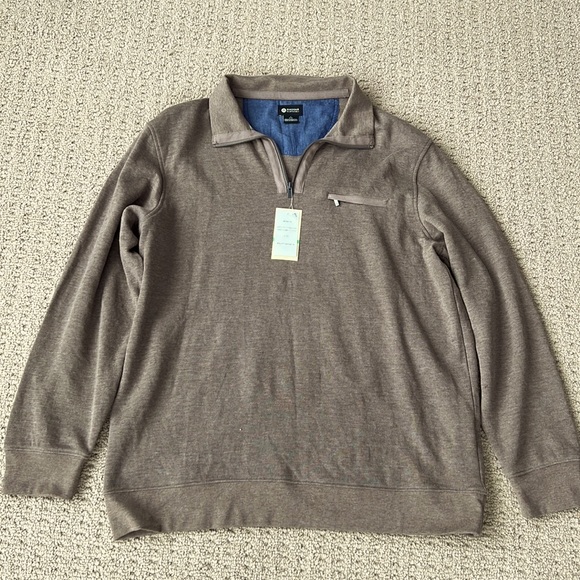 Men’s NWT Taupe Haggar 1/4 zip long sleeve shirt - Picture 1 of 8